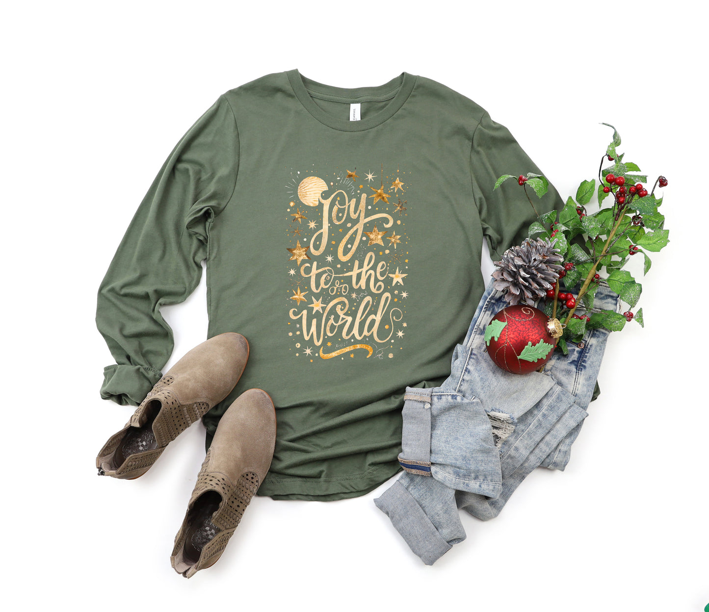 Joy To The World Stars | Long Sleeve Crew Neck