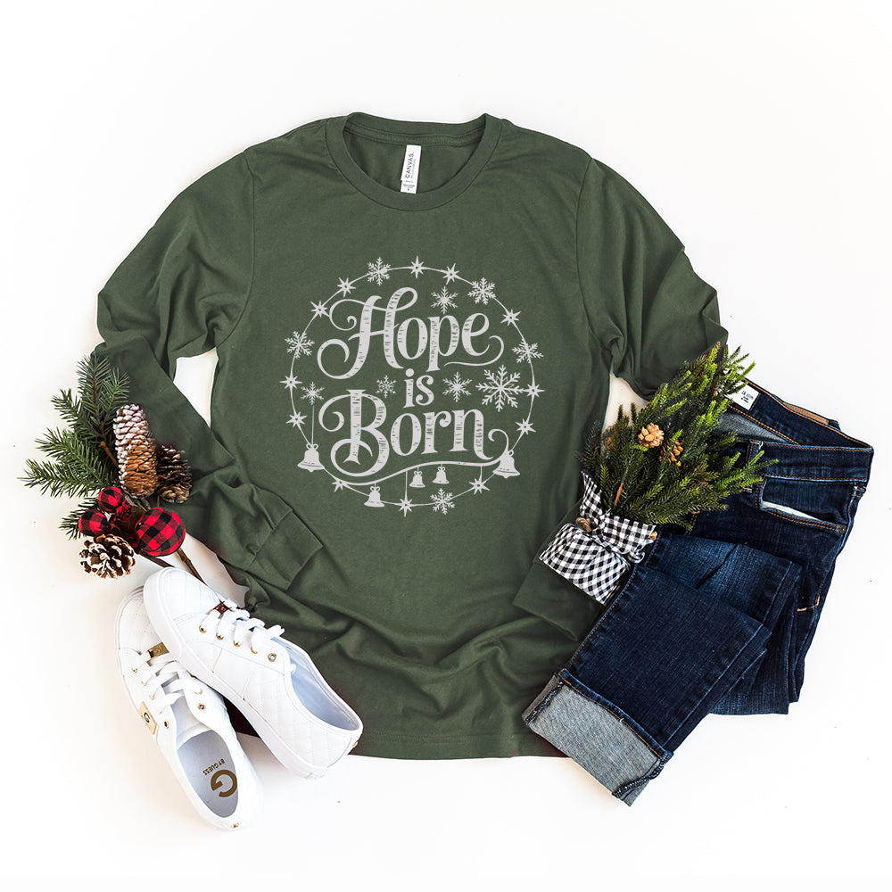 Hope Is Born Snowflake | Long Sleeve Crew Neck