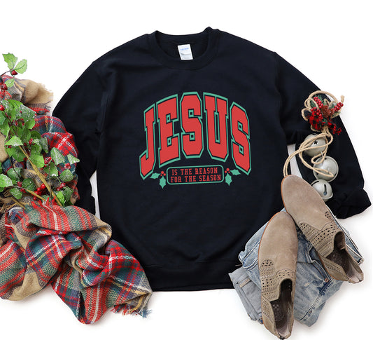 Red And Green Jesus Is The Reason | Graphic Sweatshirt