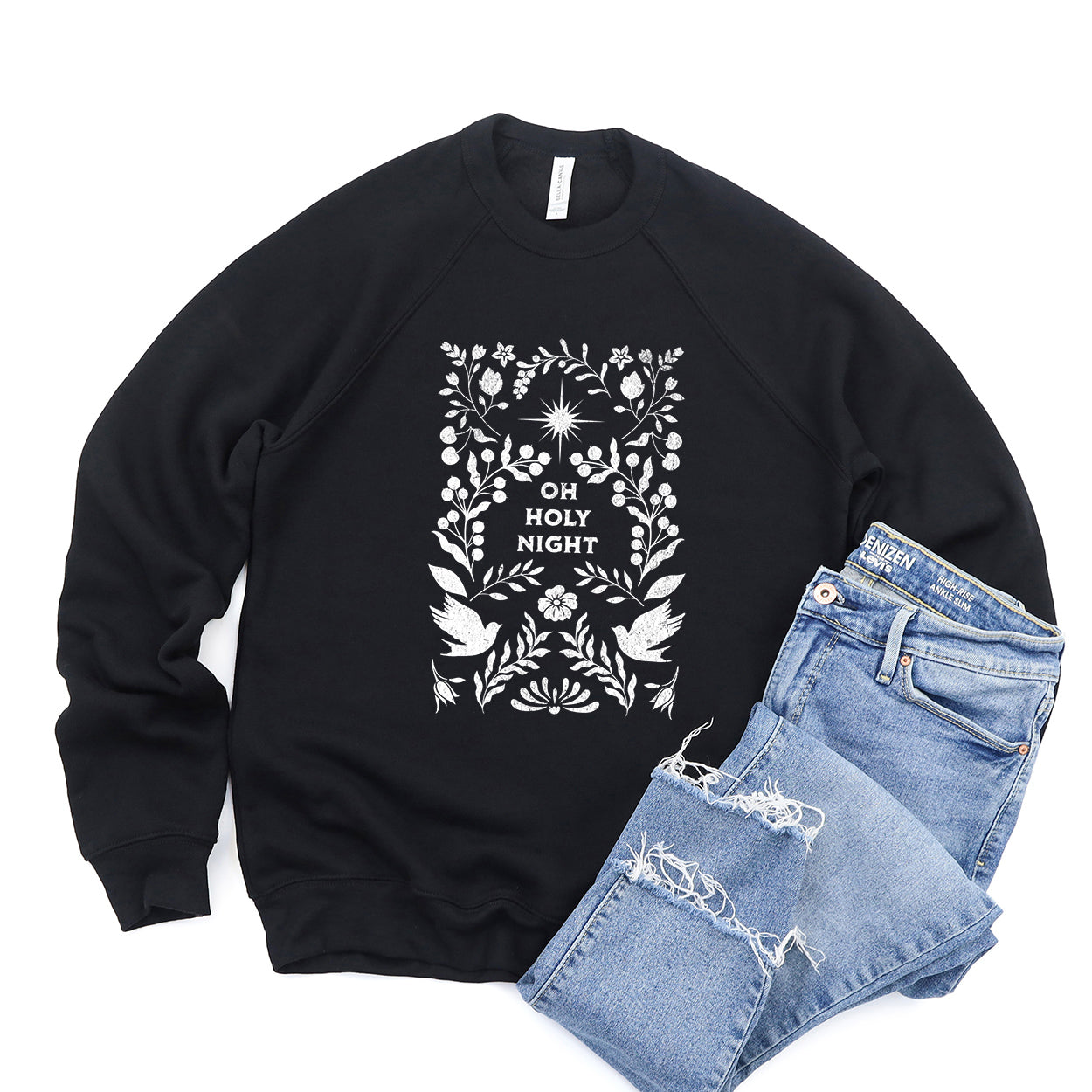 Oh Holy Night Floral | Bella Canvas Sweatshirt