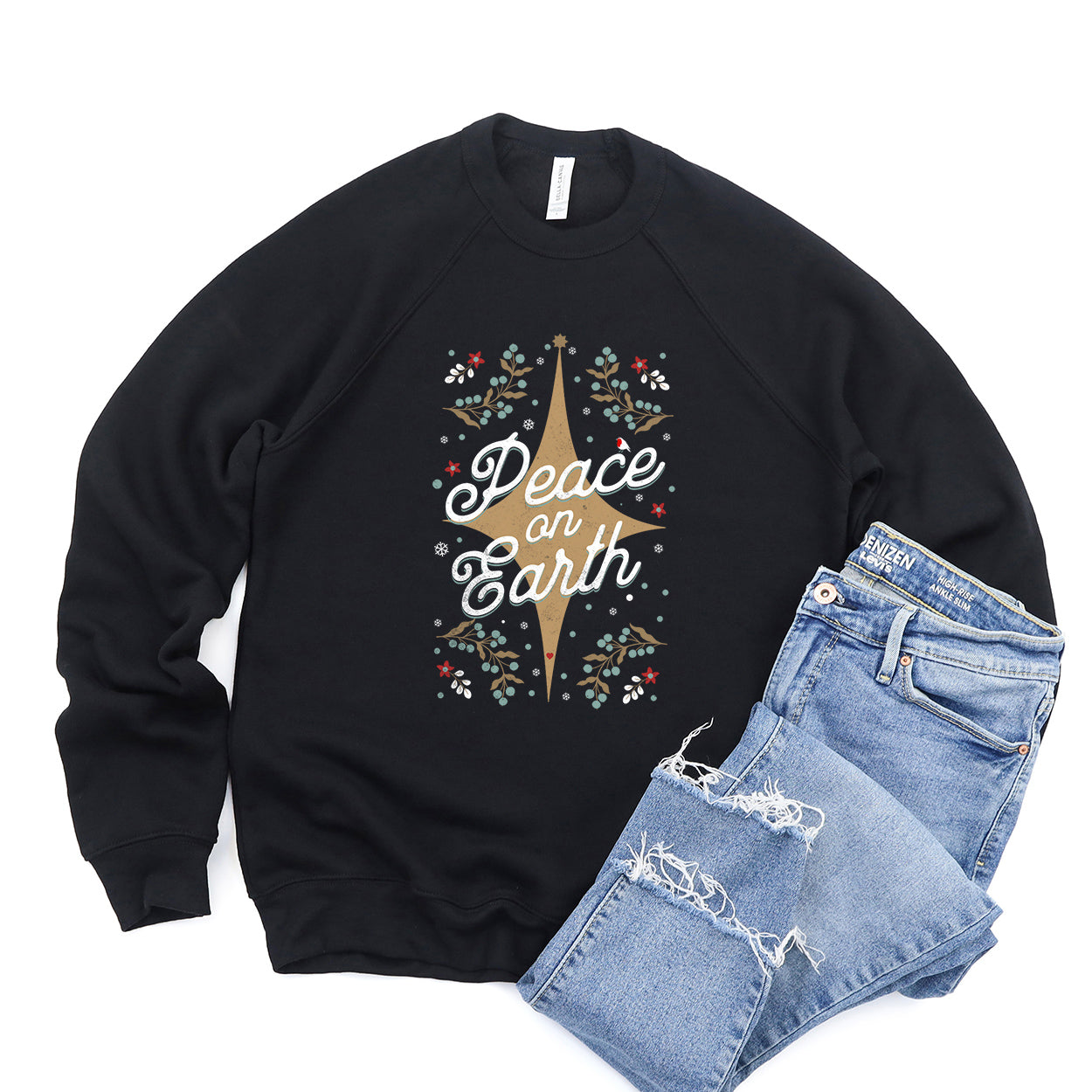 Peace On Earth Flowers | Bella Canvas Sweatshirt