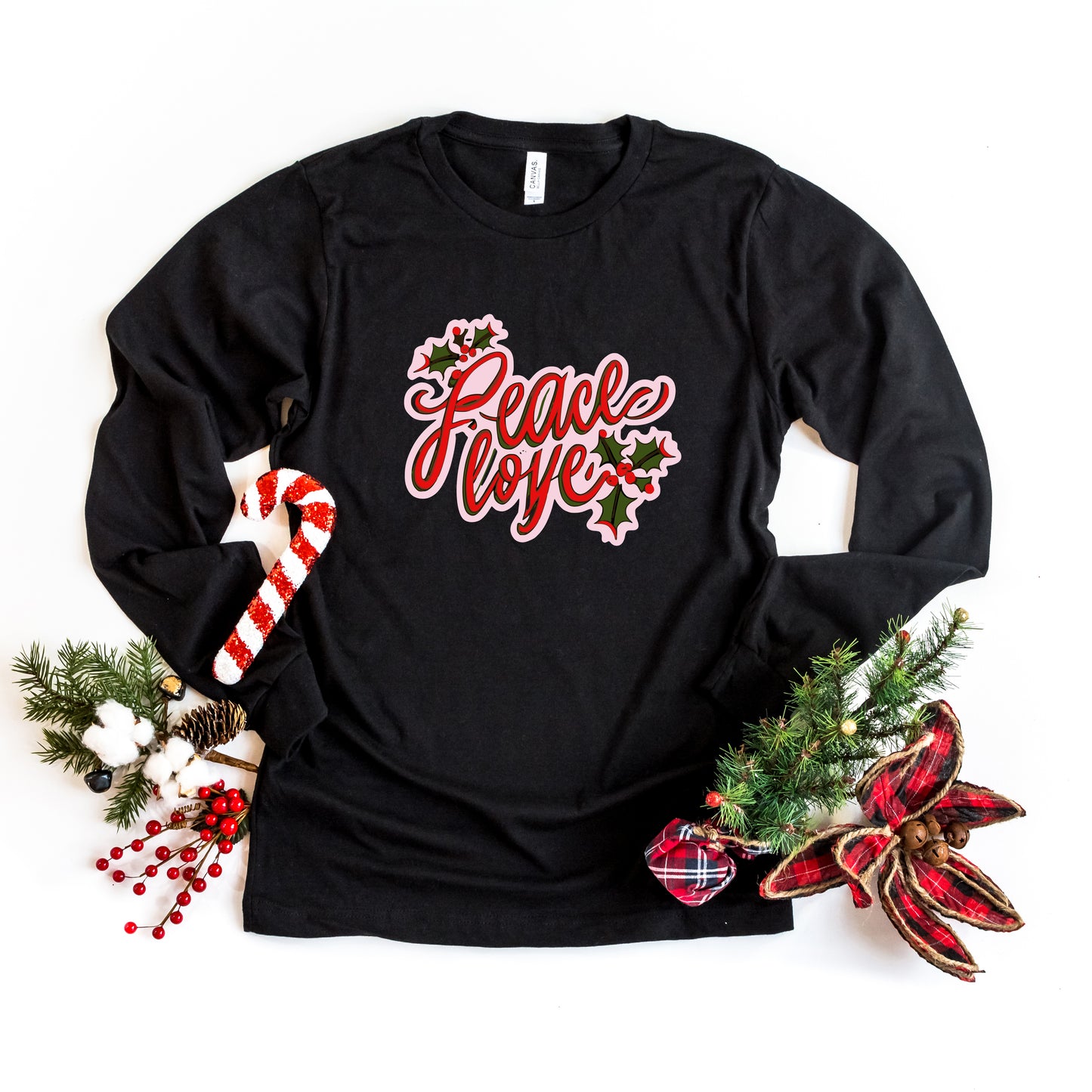 Peace Love Mistletoe | Long Sleeve Crew Neck