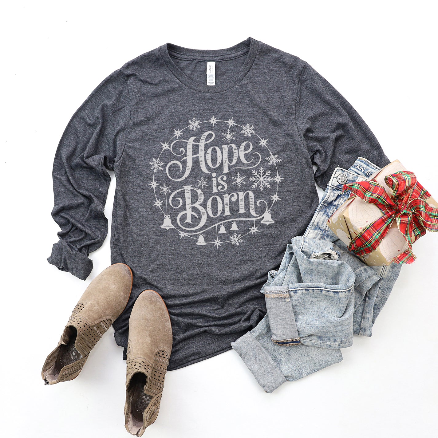 Hope Is Born Snowflake | Long Sleeve Crew Neck