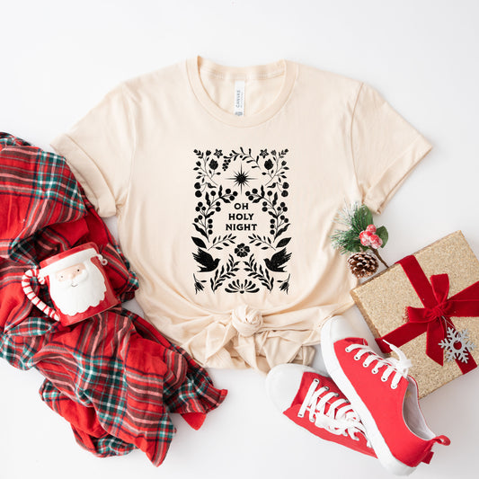Oh Holy Night Floral | Short Sleeve Crew Neck