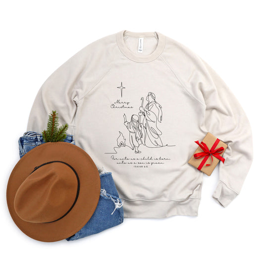 For Unto Us a Child Is Born Star | Bella Canvas Premium Sweatshirt