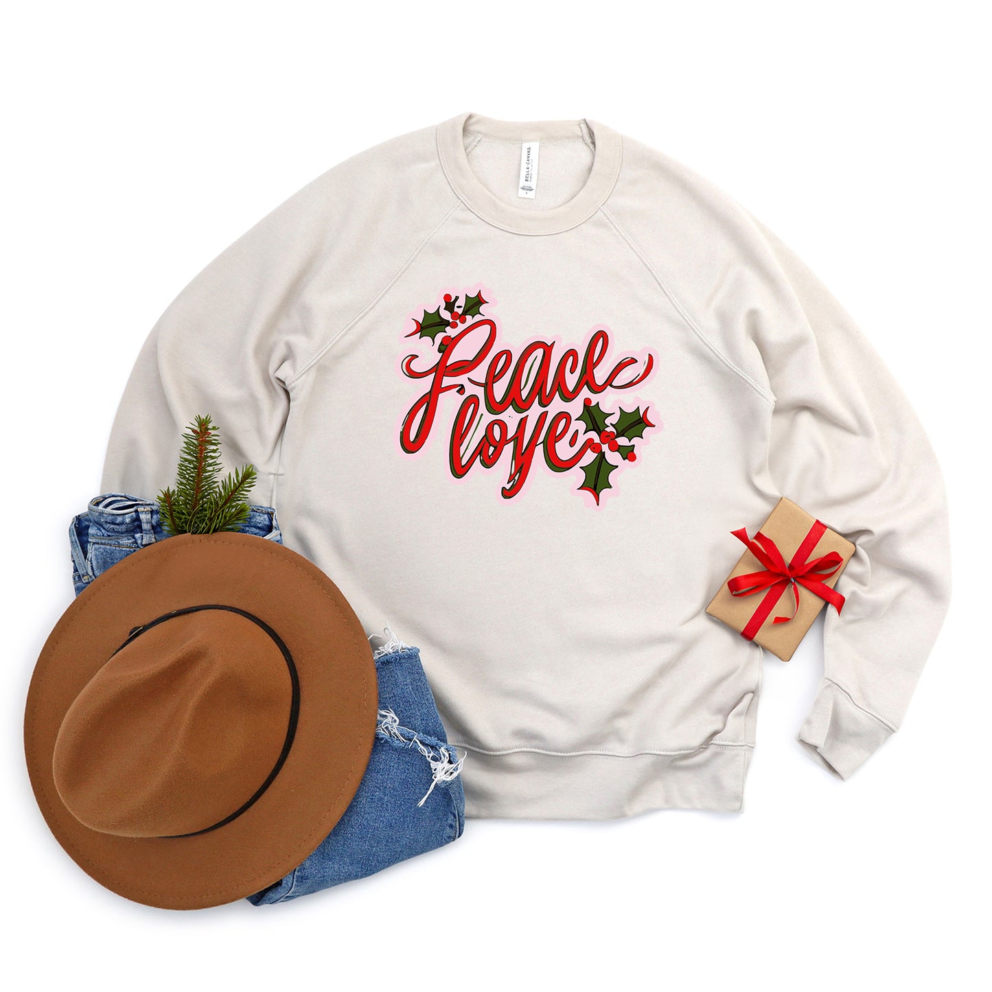 Peace Love Mistletoe | Bella Canvas Sweatshirt