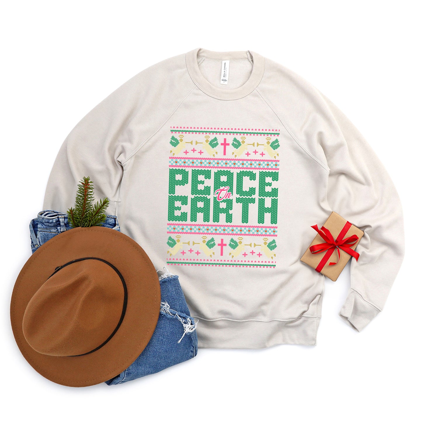 Peace On Earth Knit | Bella Canvas Sweatshirt