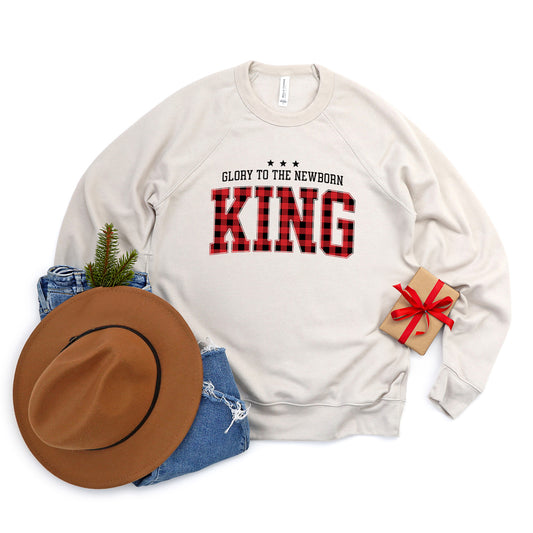 Glory To The Newborn King Plaid | Bella Canvas Sweatshirt