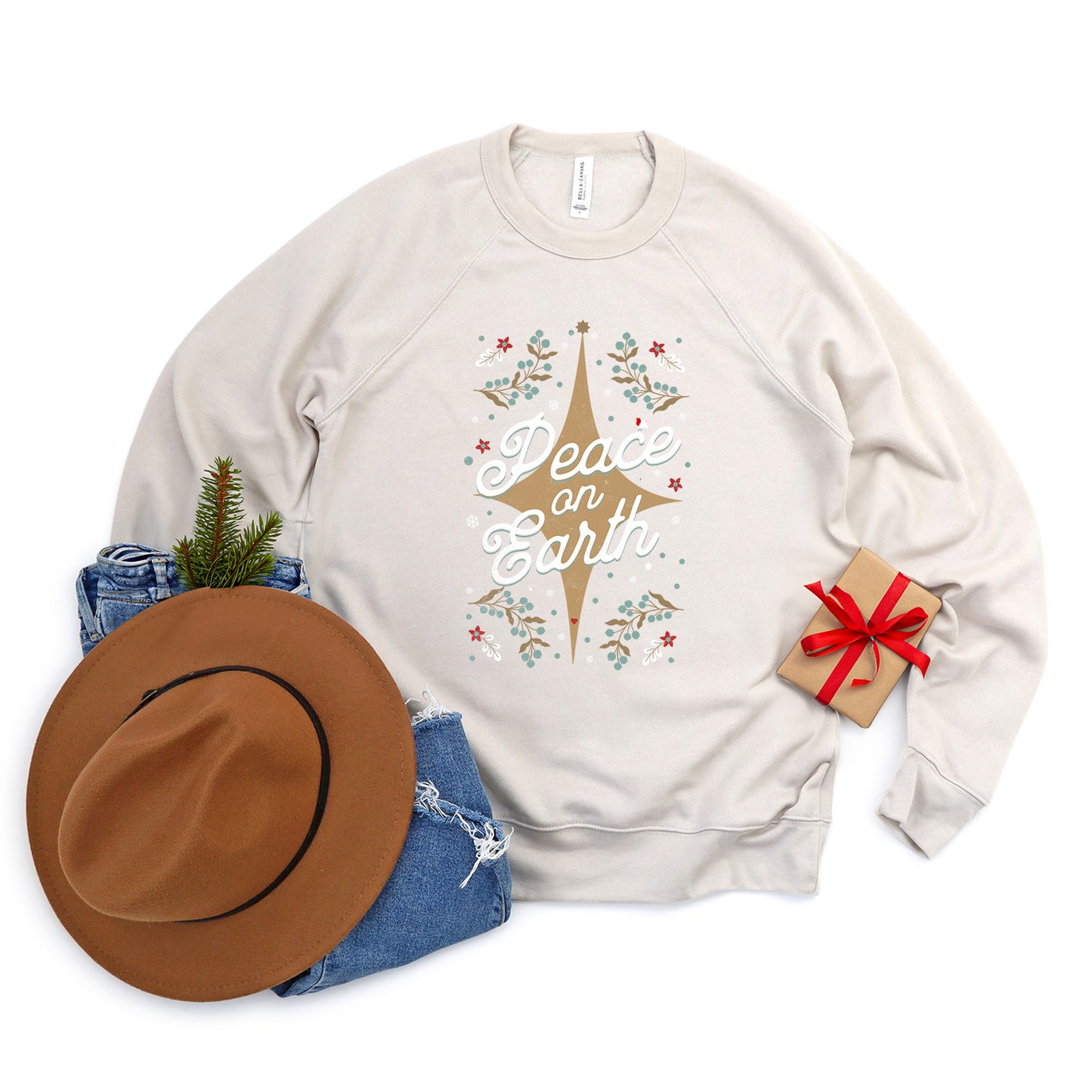 Peace On Earth Flowers | Bella Canvas Sweatshirt