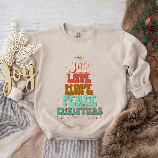 Joy Love Hope Peace Christmas Tree | Sweatshirt