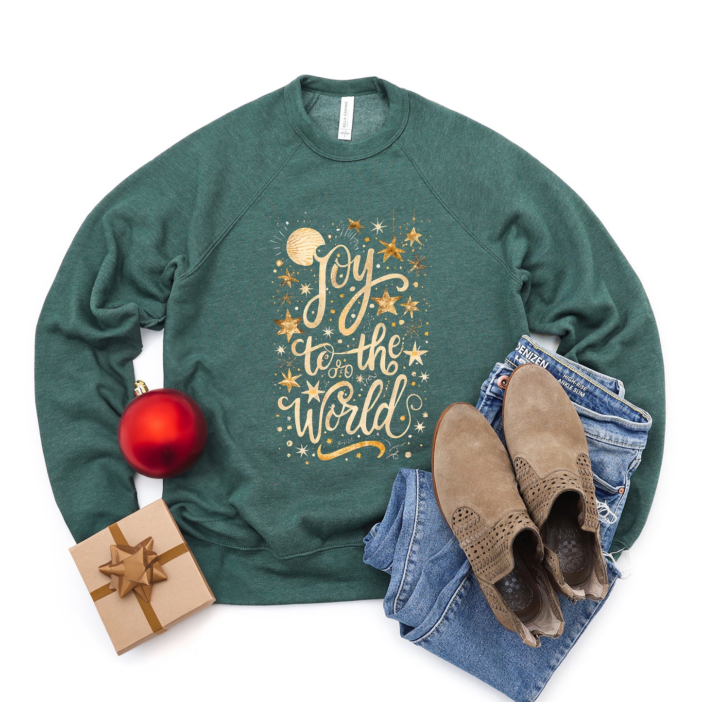 Joy To The World Stars | Bella Canvas Sweatshirt