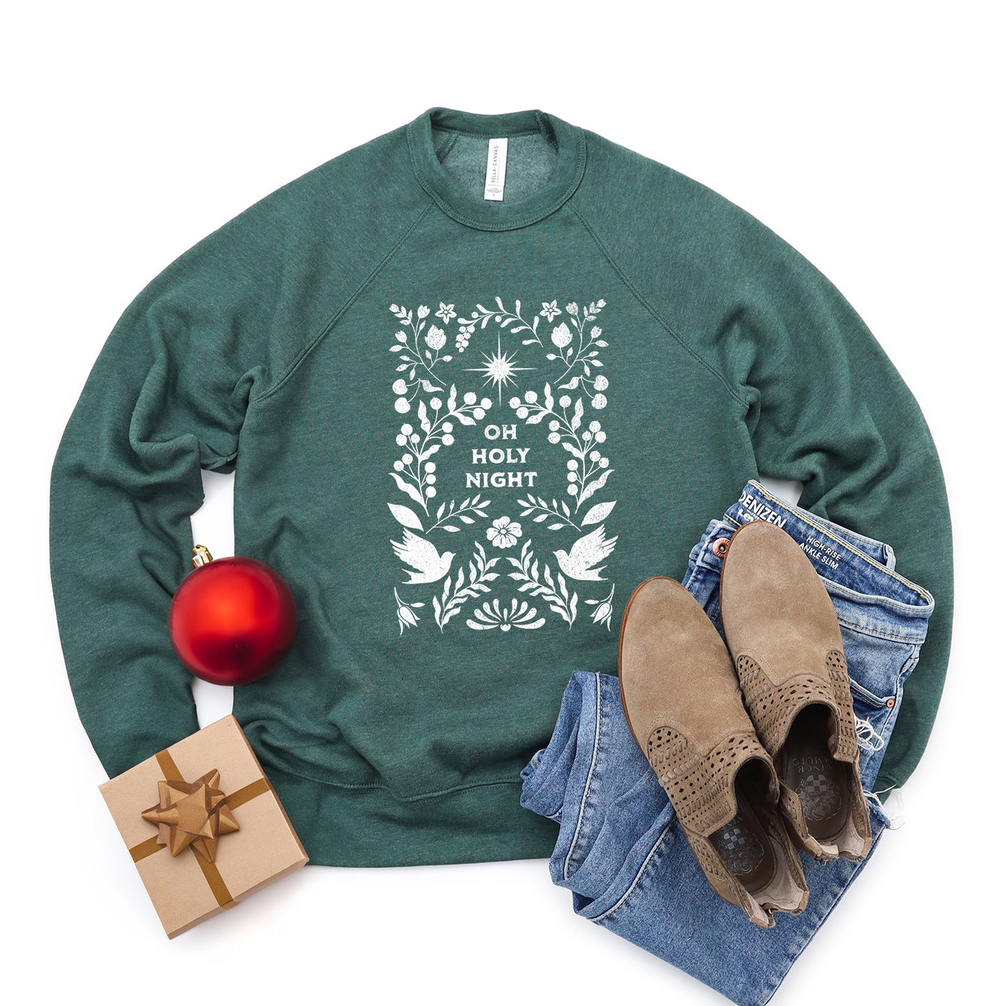 Oh Holy Night Floral | Bella Canvas Sweatshirt