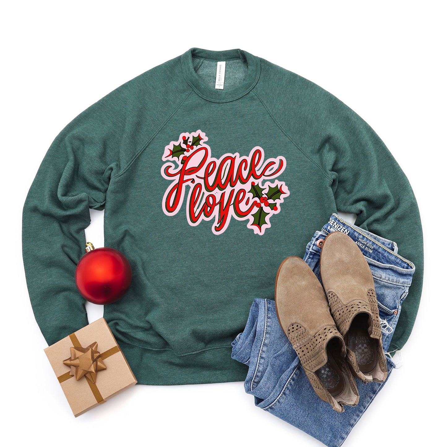 Peace Love Mistletoe | Bella Canvas Sweatshirt