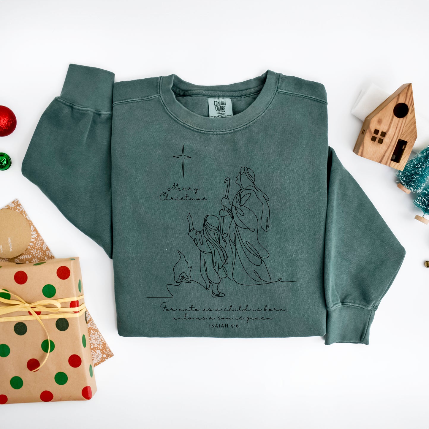 For Unto Us a Child Is Born Star | Garment Dyed Sweatshirt