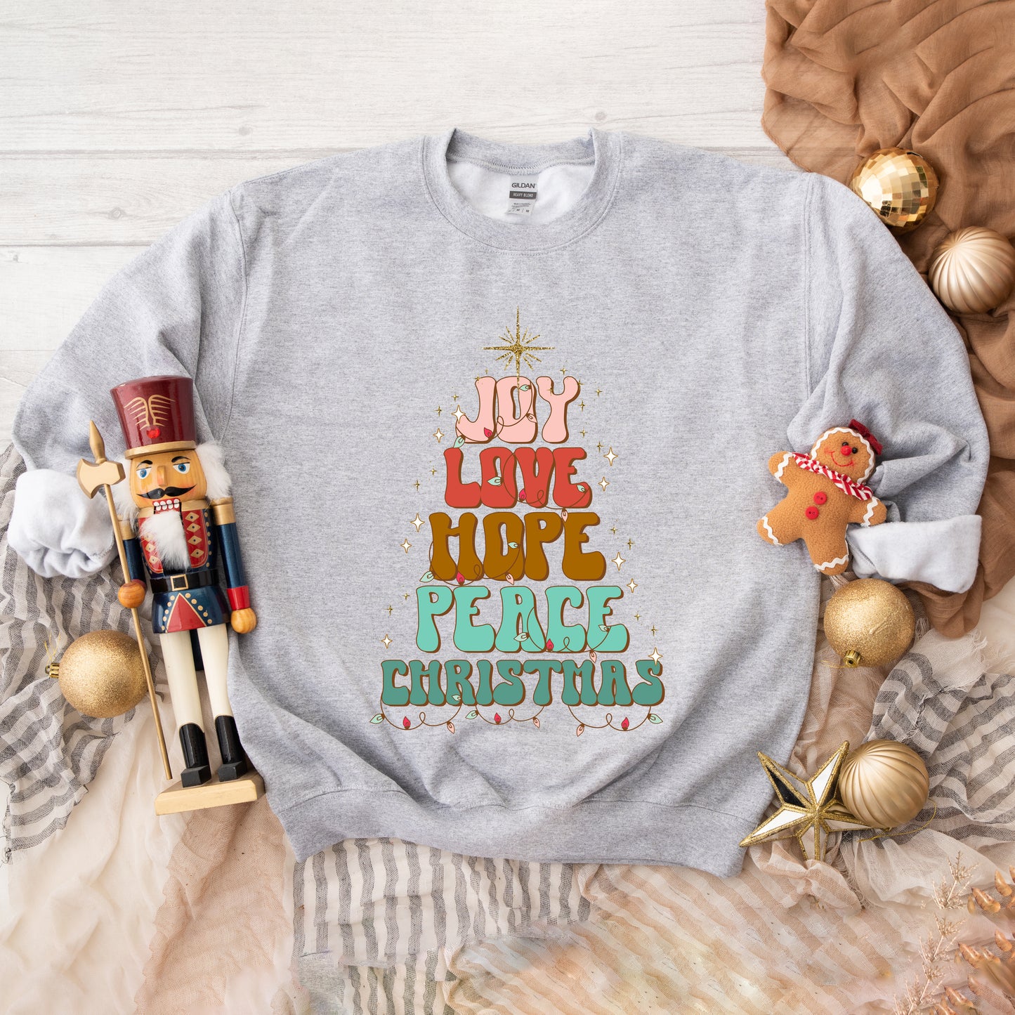 Joy Love Hope Peace Christmas Tree | Sweatshirt