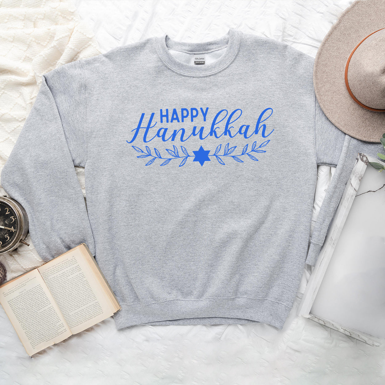 Happy Hanukkah Blue | Graphic Sweatshirt