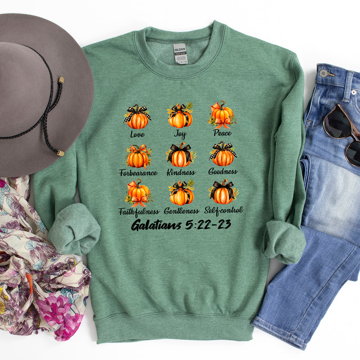 Coquette Fall Religious Pumpkin Chart | Graphic Sweatshirt