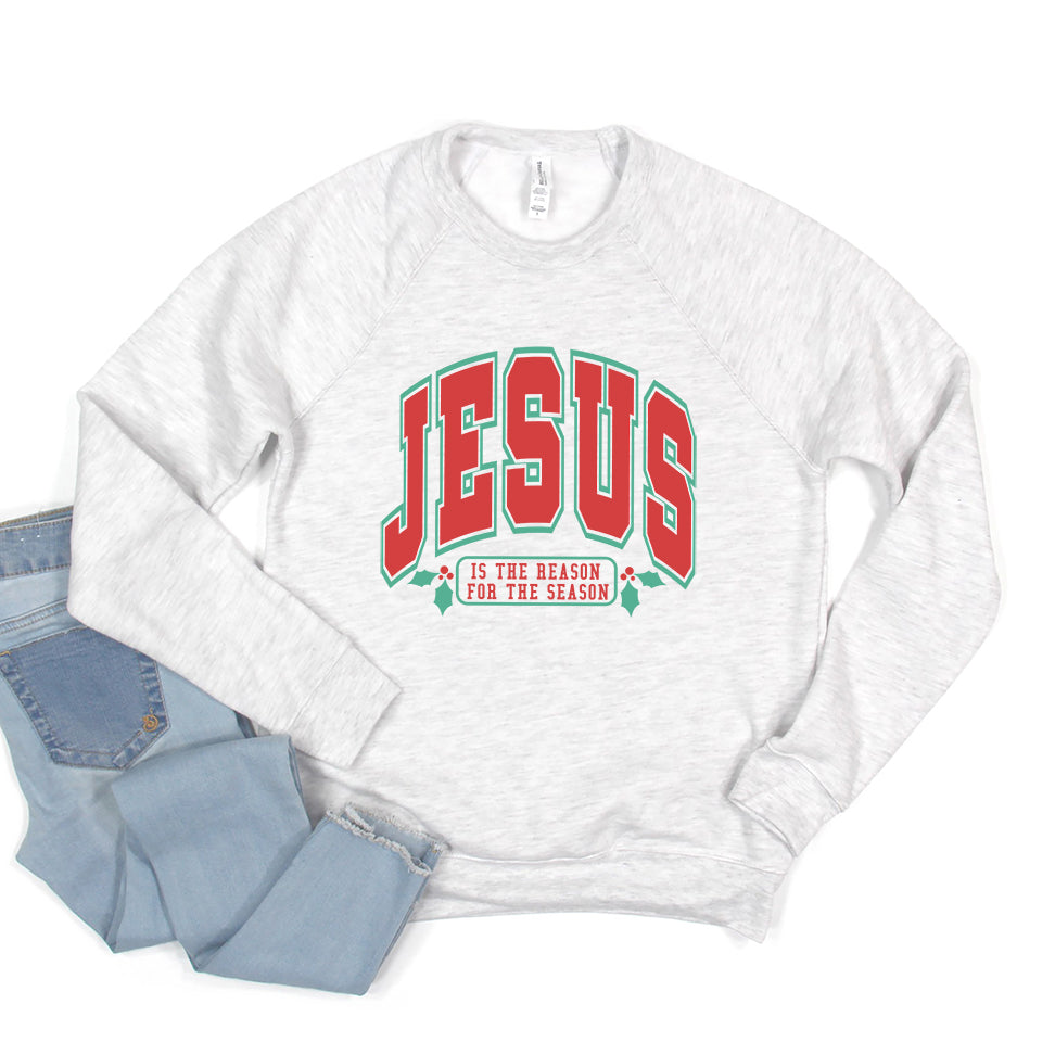 Red And Green Jesus Is The Reason | Bella Canvas Sweatshirt