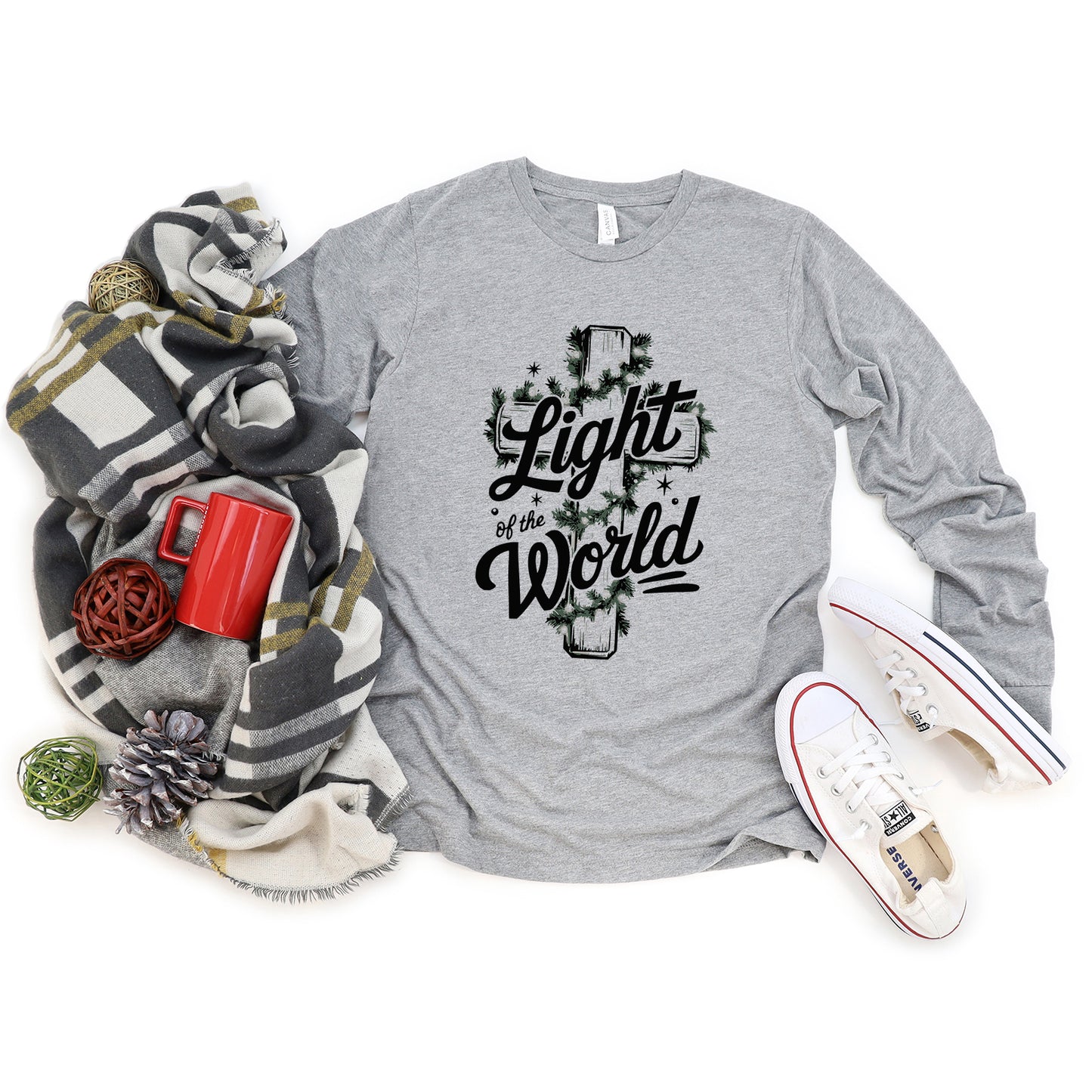 Light Of The World Cross | Long Sleeve Crew Neck