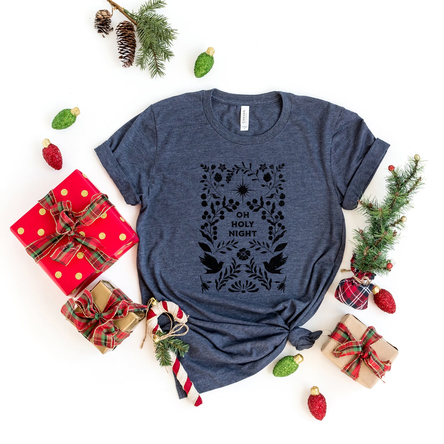 Oh Holy Night Floral | Short Sleeve Crew Neck