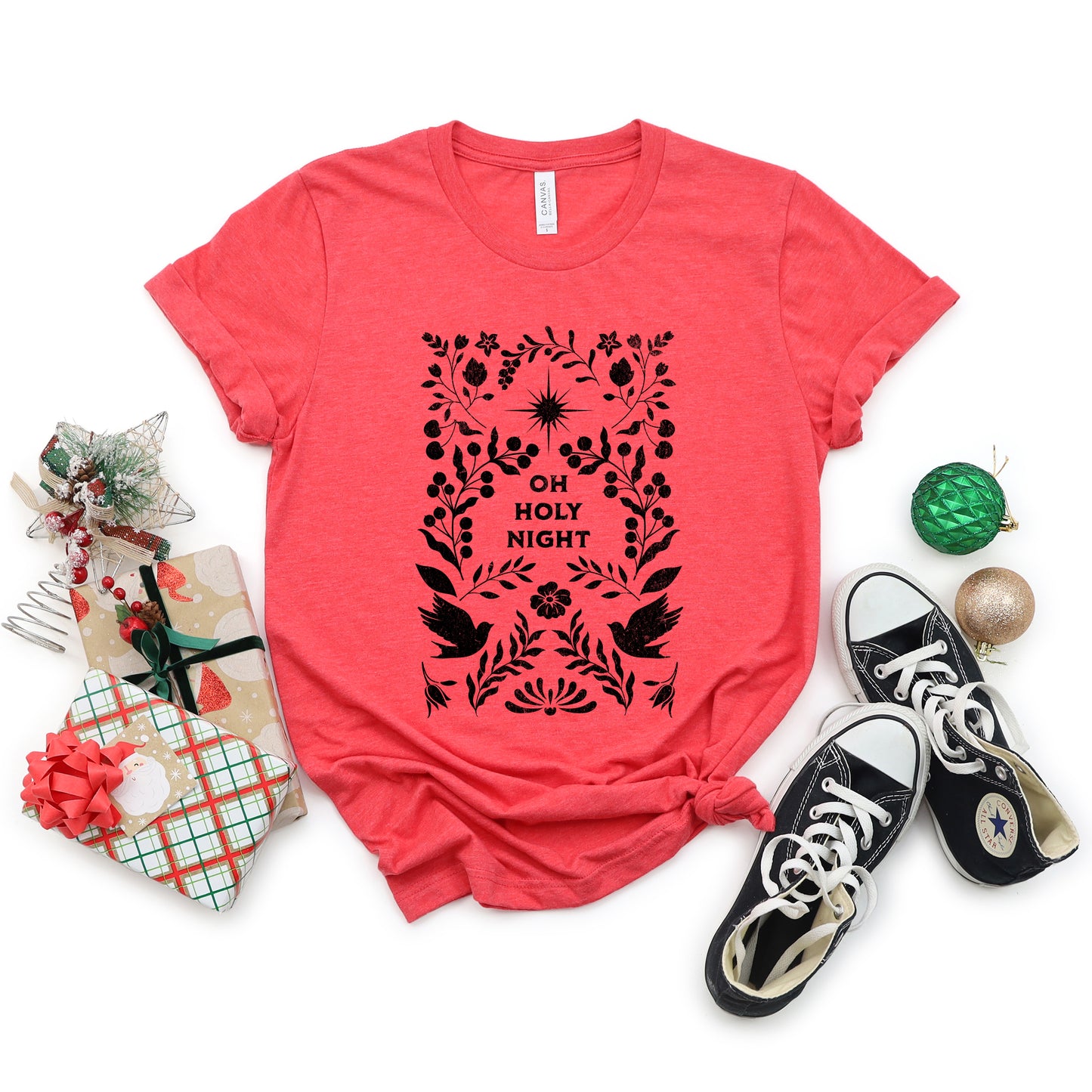 Oh Holy Night Floral | Short Sleeve Crew Neck