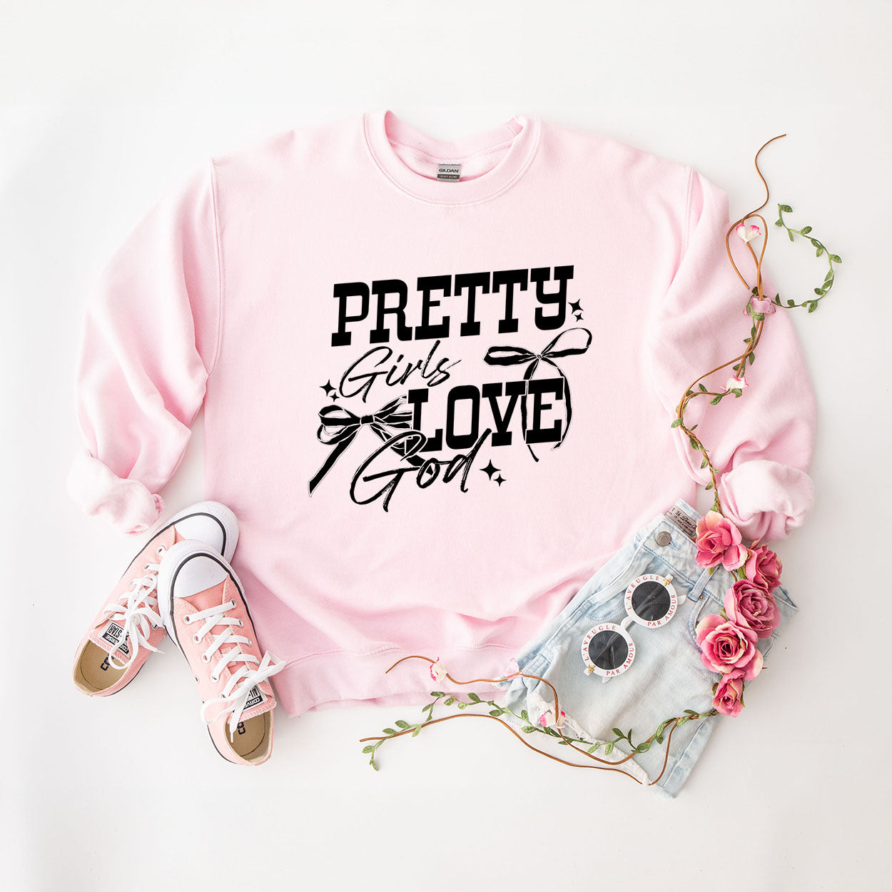 Coquette Pretty Girls Love God | Graphic Sweatshirt