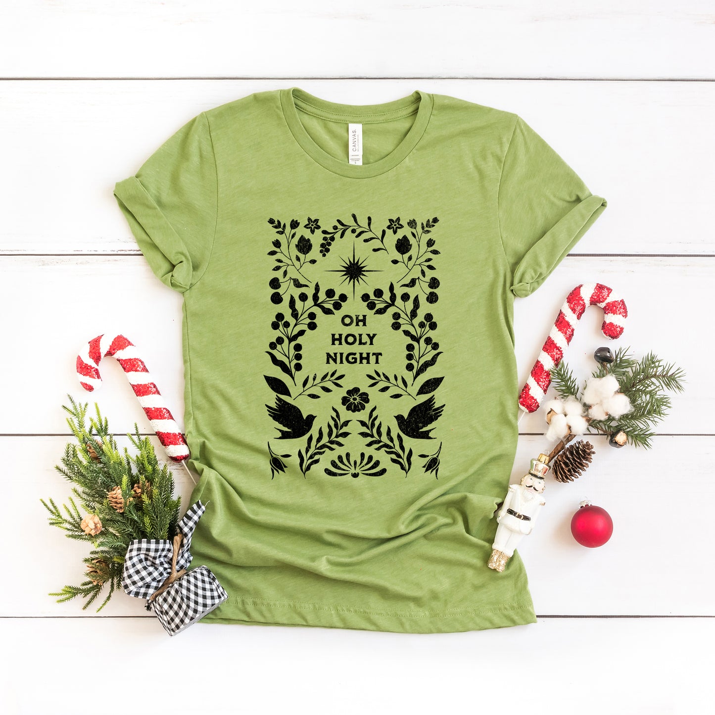 Oh Holy Night Floral | Short Sleeve Crew Neck