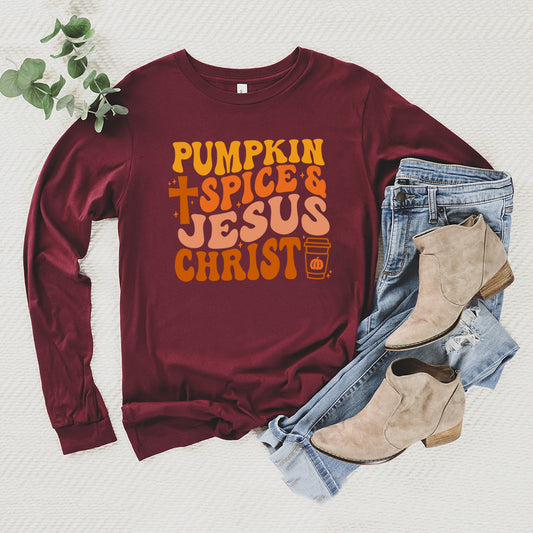 Pumpkin Spice Cross | Long Sleeve Crew Neck