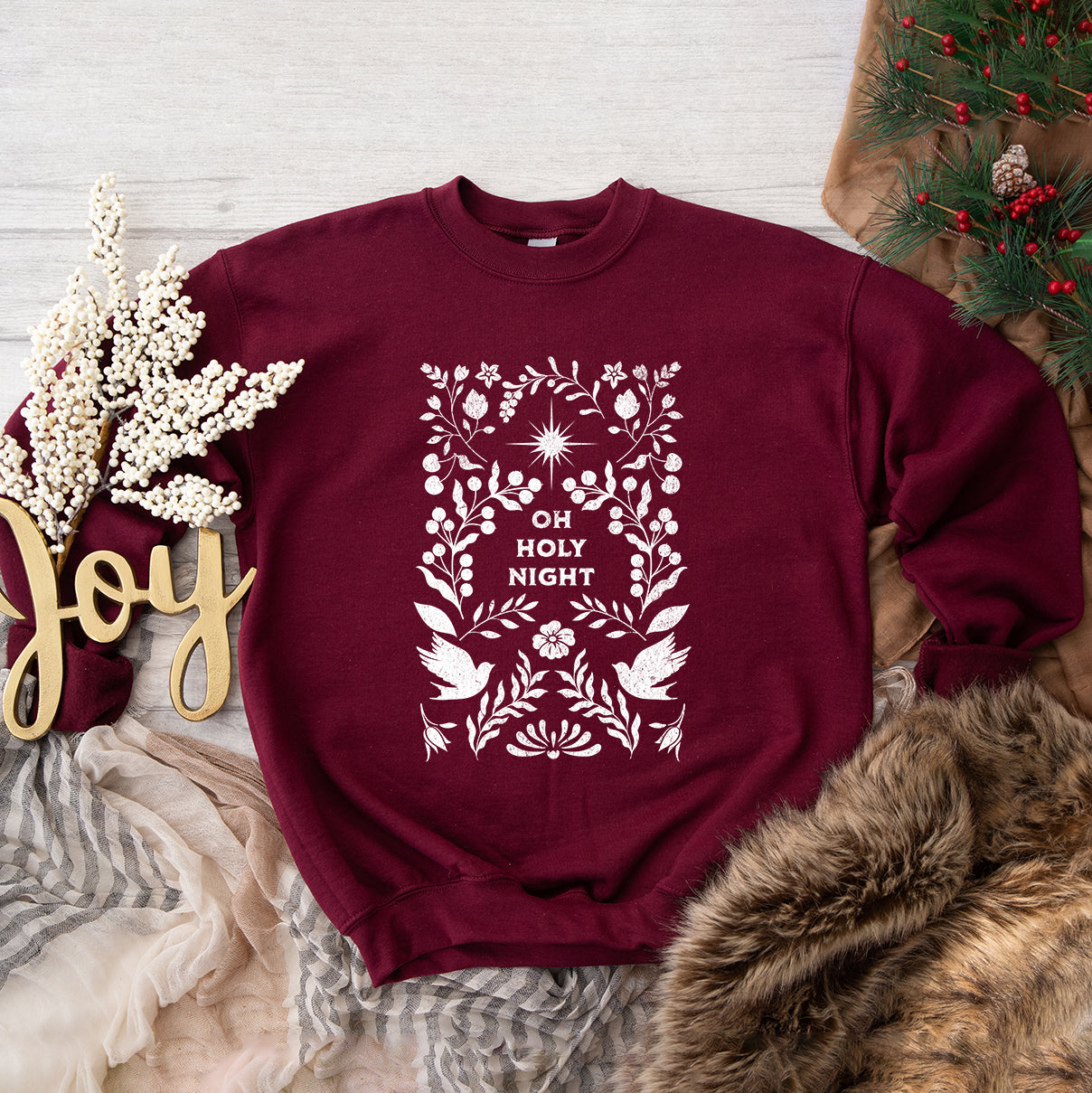 Oh Holy Night Floral | Graphic Sweatshirt