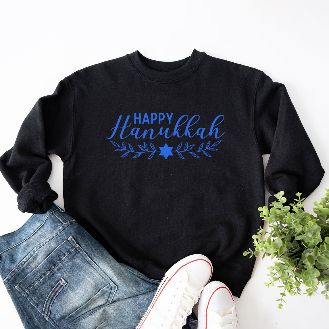 Happy Hanukkah Blue | Graphic Sweatshirt