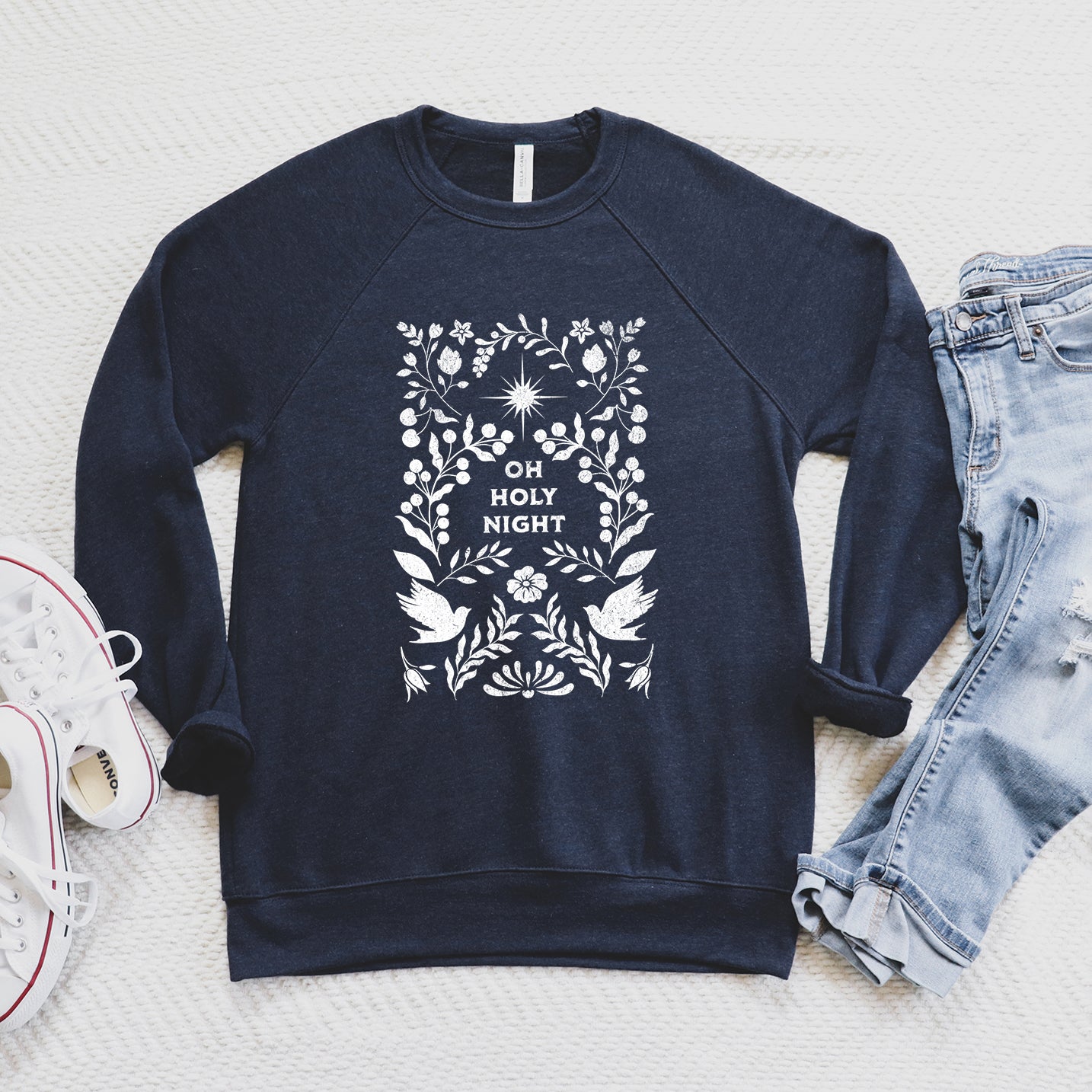 Oh Holy Night Floral | Bella Canvas Sweatshirt