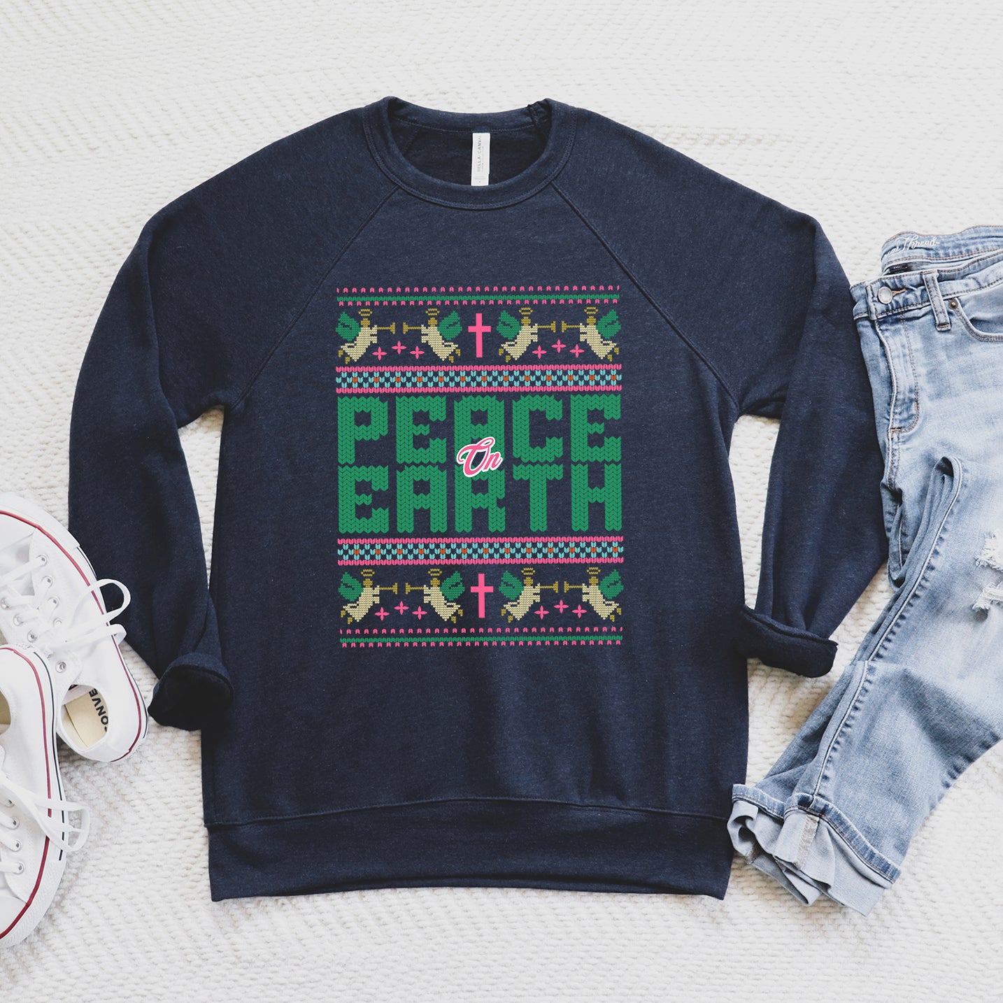 Peace On Earth Knit | Bella Canvas Sweatshirt