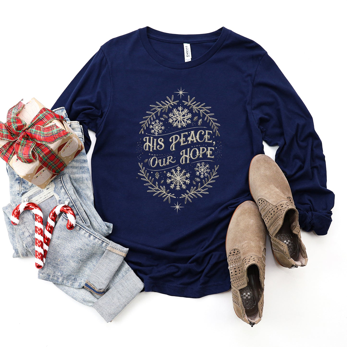 His Peace Snowflake | Long Sleeve Crew Neck