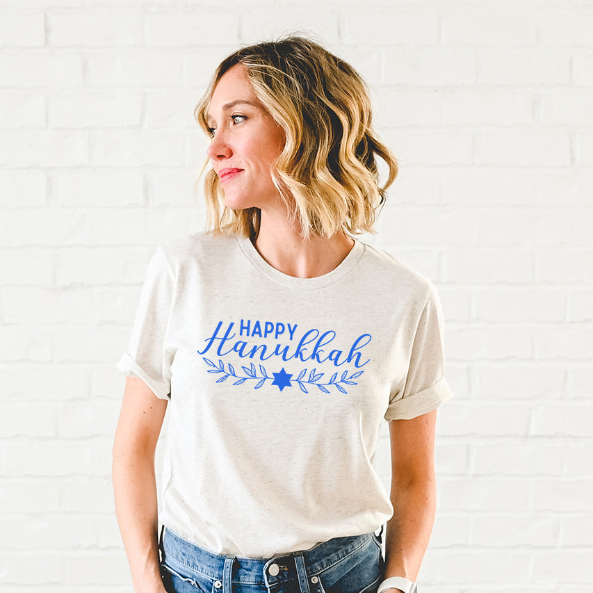 Happy Hanukkah Blue | Short Sleeve Crew Neck