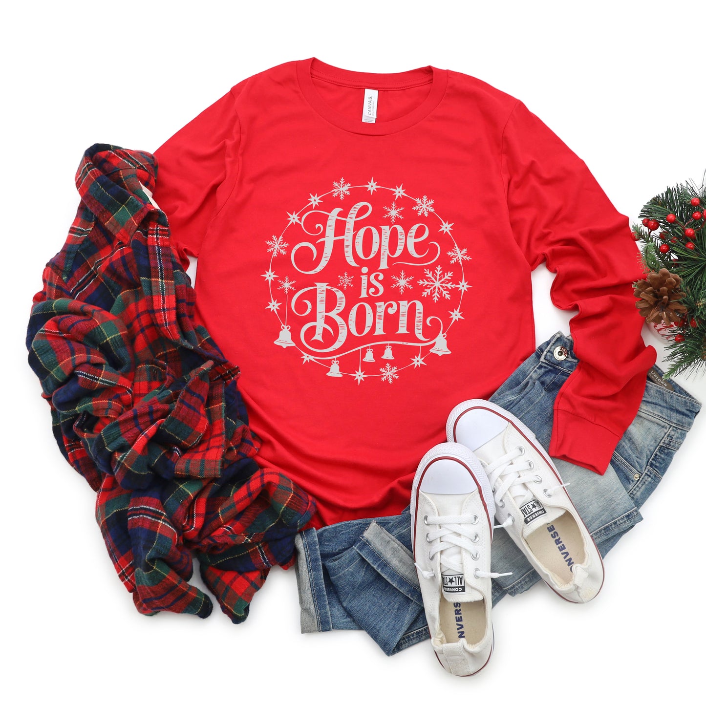 Hope Is Born Snowflake | Long Sleeve Crew Neck