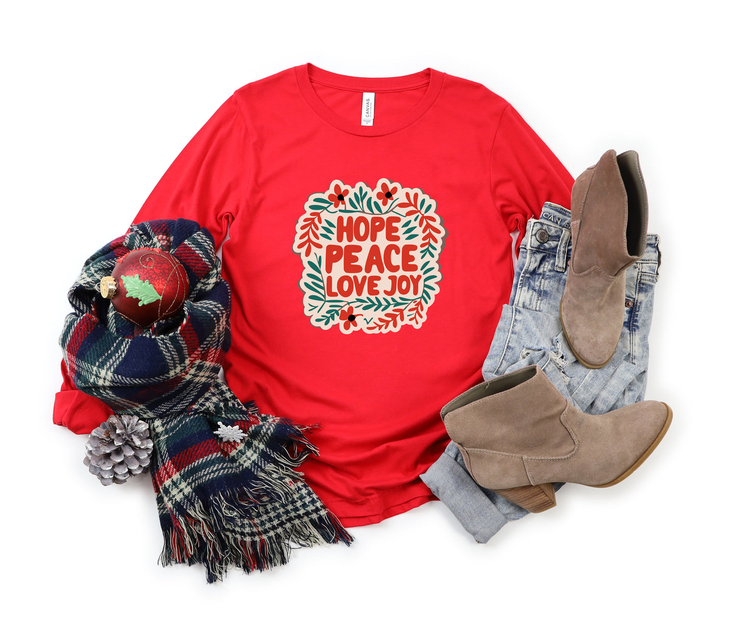 Hope Peace Love Joy | Long Sleeve Crew Neck