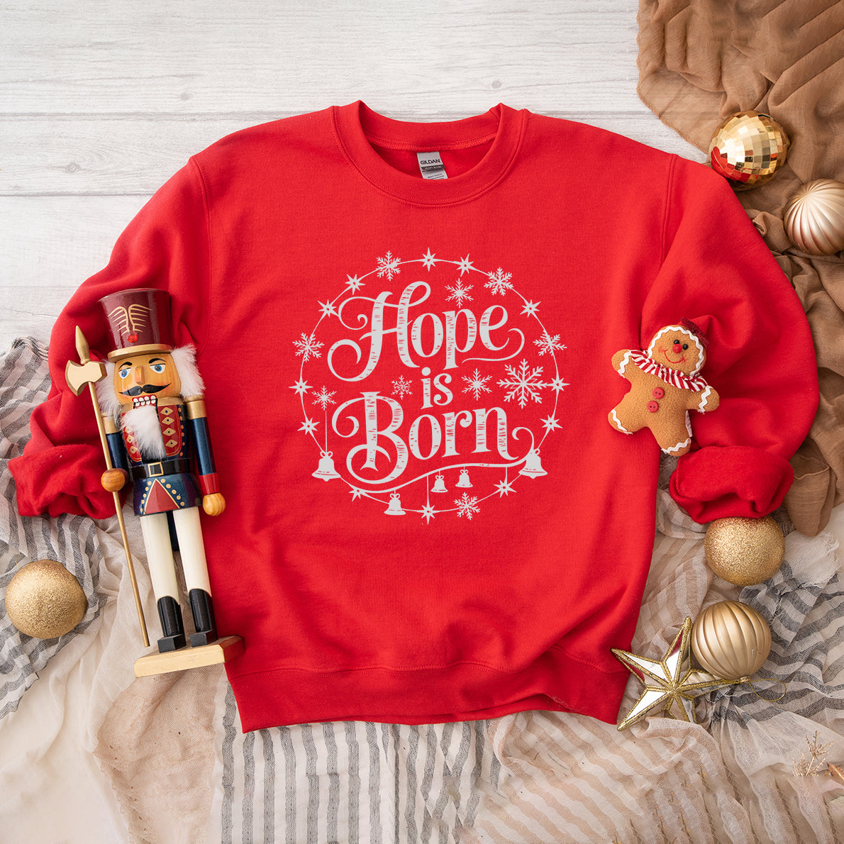 Hope Is Born Snowflake | Graphic Sweatshirt