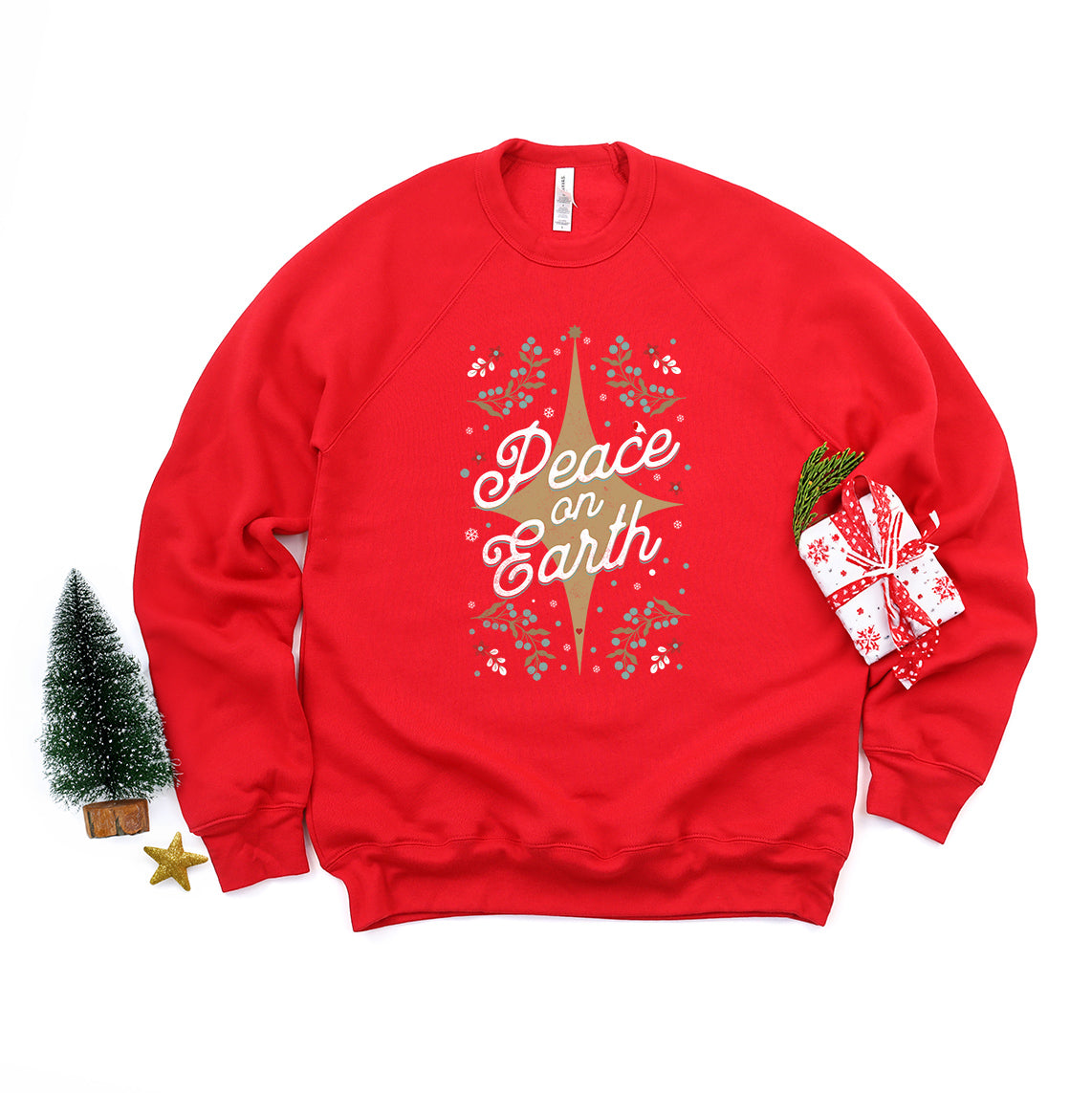 Peace On Earth Flowers | Bella Canvas Sweatshirt