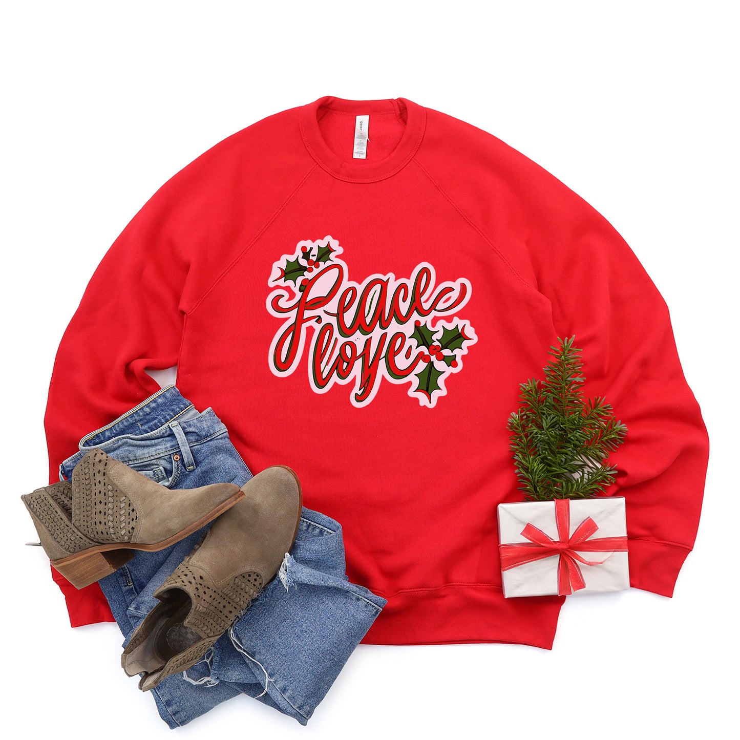 Peace Love Mistletoe | Bella Canvas Sweatshirt