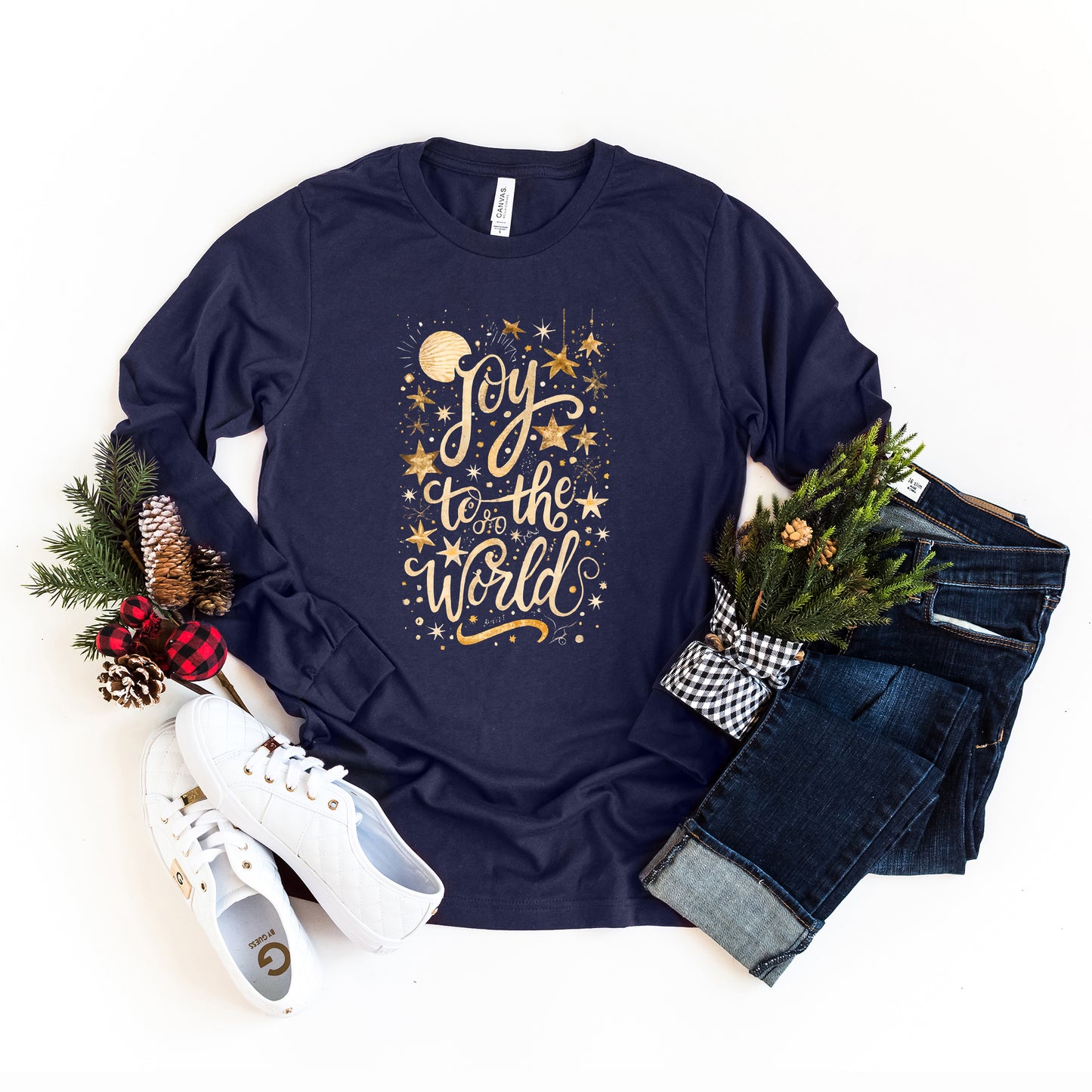 Joy To The World Stars | Long Sleeve Crew Neck