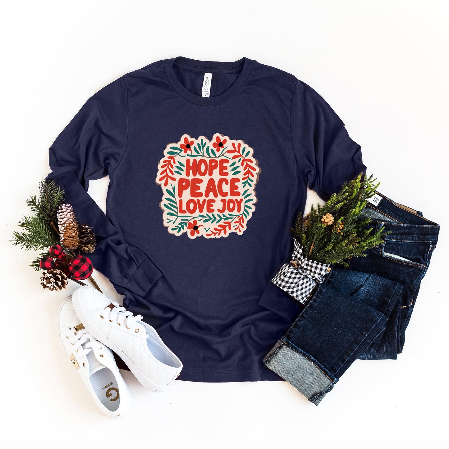 Hope Peace Love Joy | Long Sleeve Crew Neck