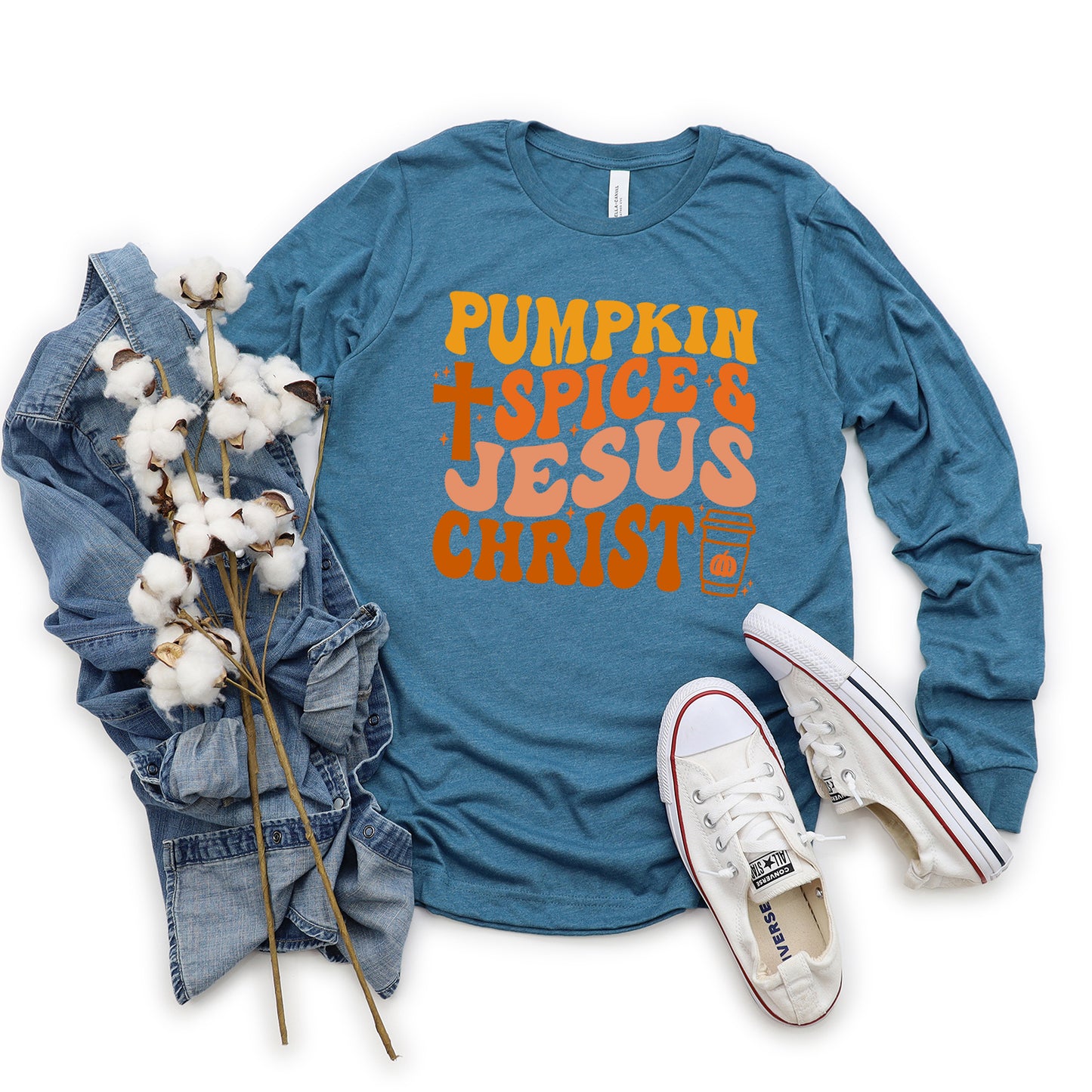 Pumpkin Spice Cross | Long Sleeve Crew Neck