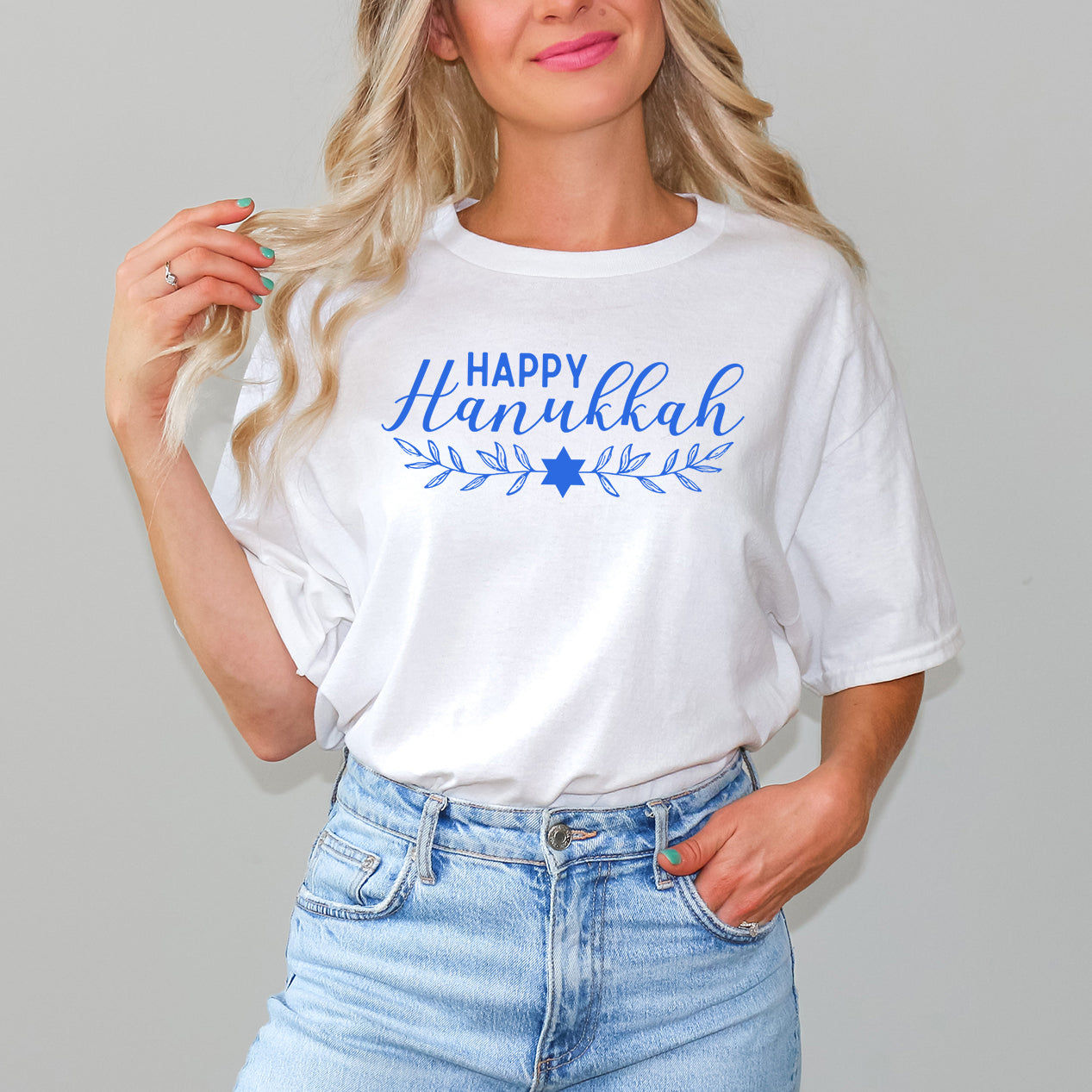 Happy Hanukkah Blue | Short Sleeve Crew Neck