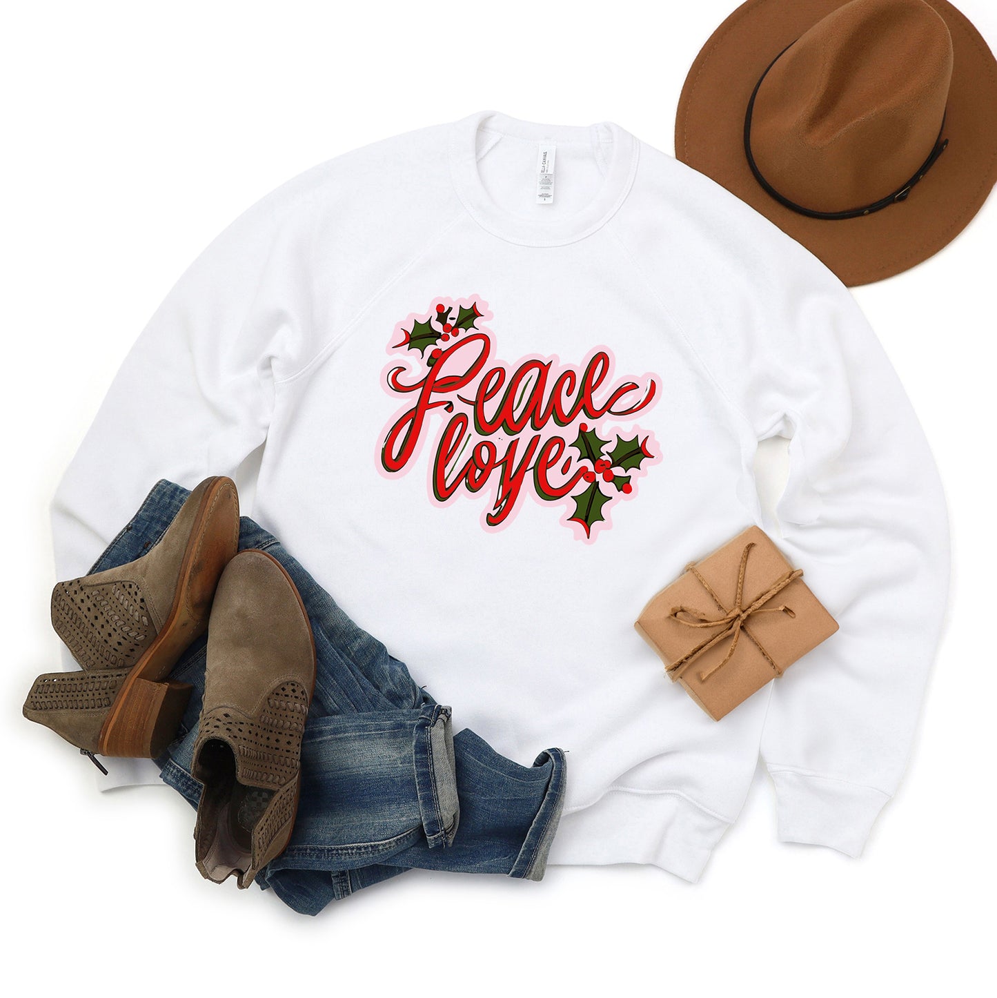 Peace Love Mistletoe | Bella Canvas Sweatshirt