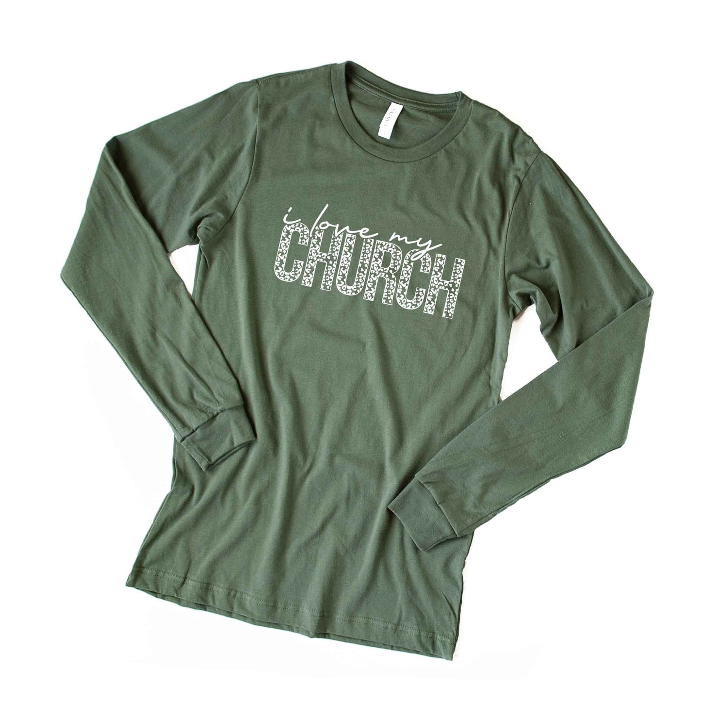 I Love My Church Leopard | Long Sleeve Crew Neck