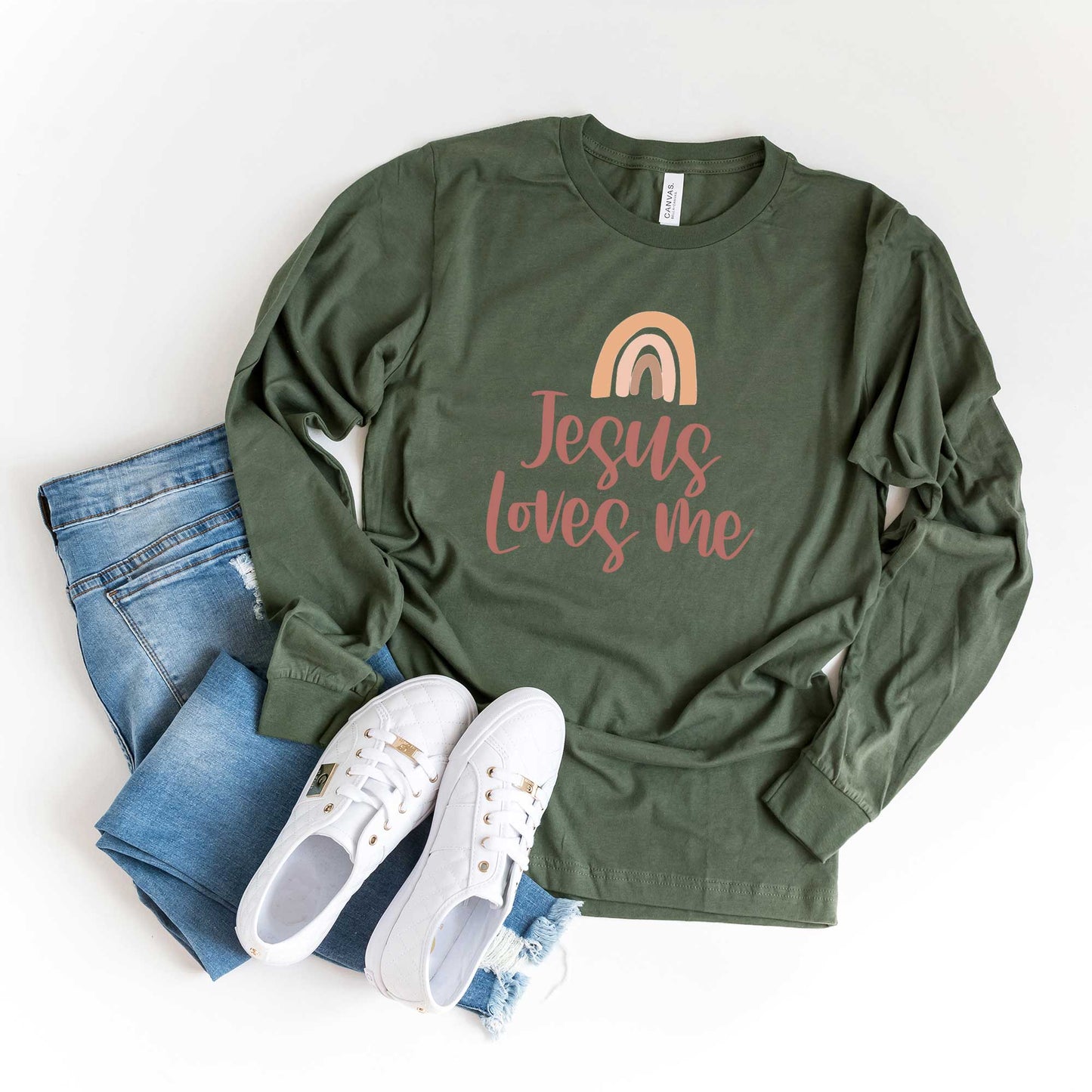 Jesus Loves Me Rainbow | Long Sleeve Crew Neck