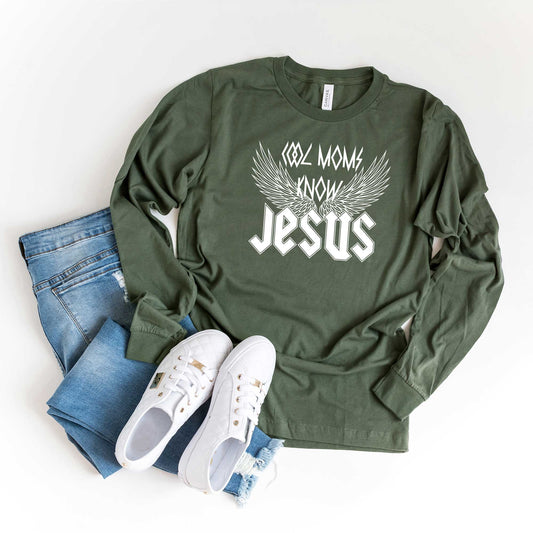 Cool Mom Know Jesus Wings | Long Sleeve Crew Neck