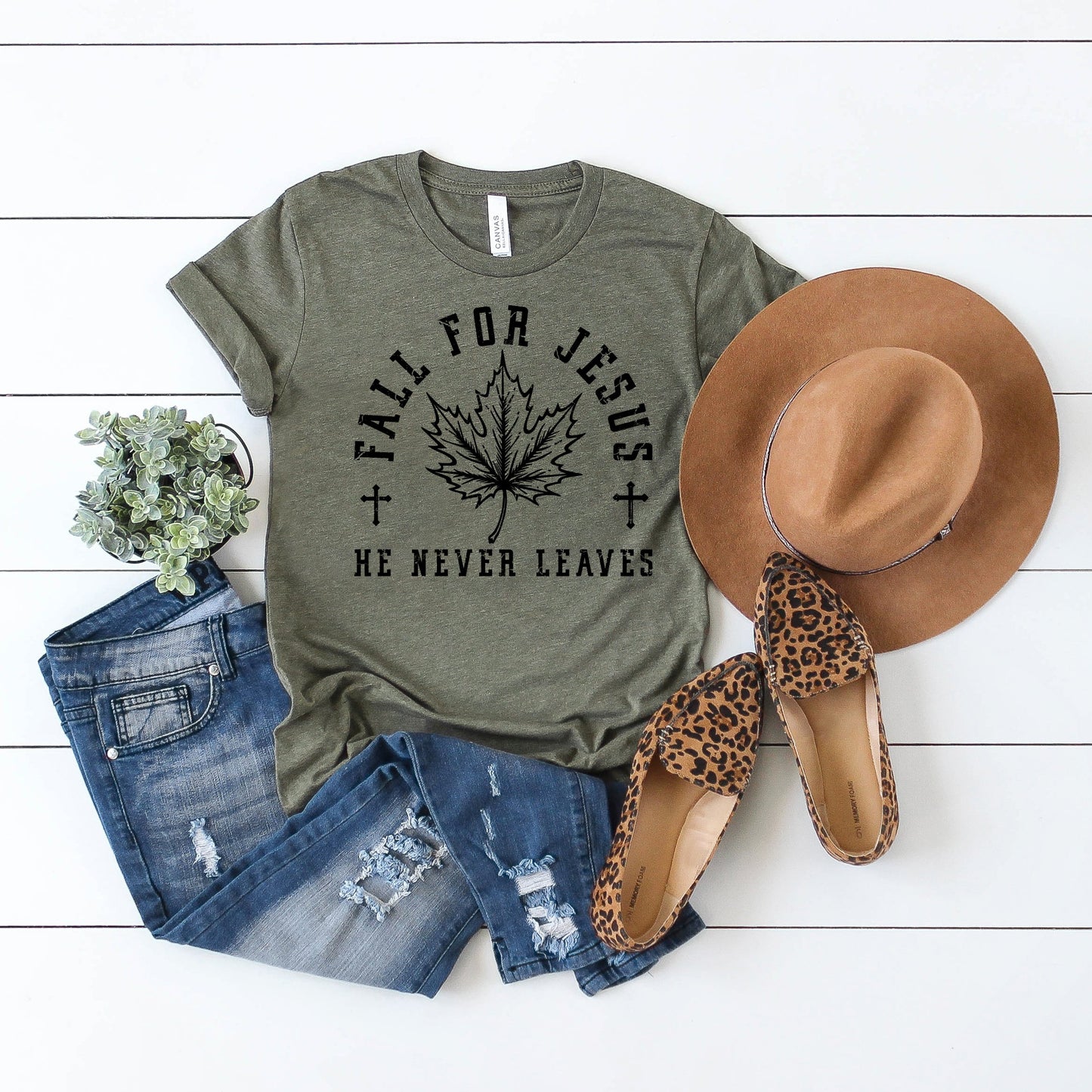 Fall For Jesus Leaf | Short Sleeve Crew Neck