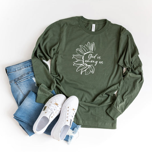 God Is Among Us Flower | Long Sleeve Crew Neck