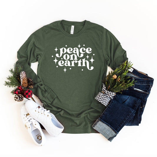 Whimsical Peace On Earth | Long Sleeve Crew Neck